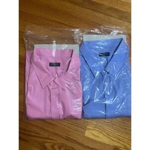 Double Pump Long S Dress Shirt Bundle 2 Pack Pink Light Blue Button Down 3XL New